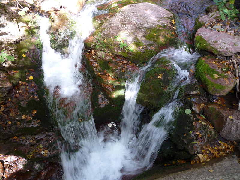 beautful little waterfal, little, stones, autumn fall, waterfal, nature, bonito, HD wallpaper