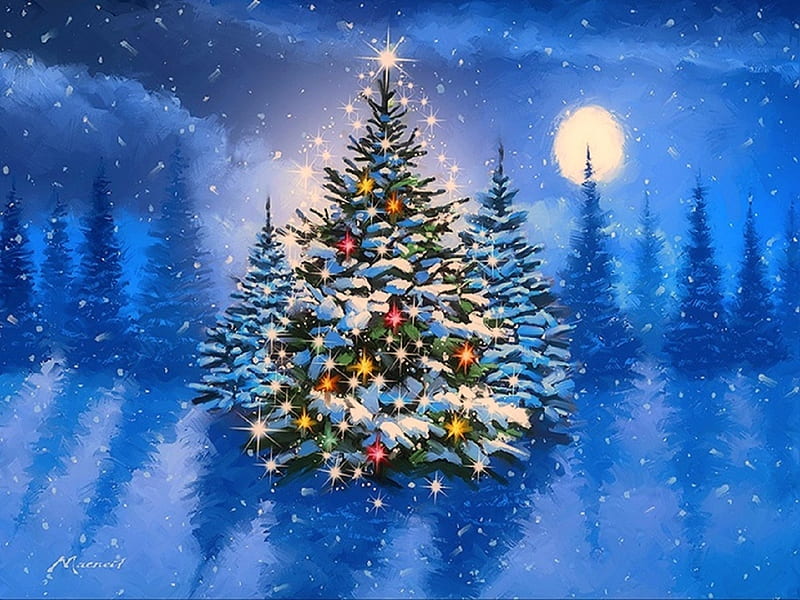 Magical Tree, moons, Christmas, holidays, Christmas Tree, love four ...