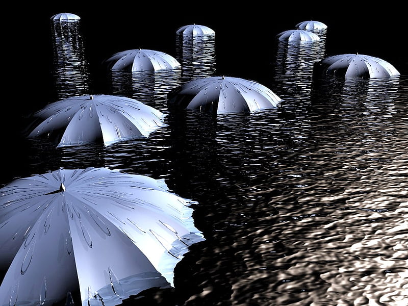Umbrella concept, umbrellas, water, rain, torrent, HD wallpaper