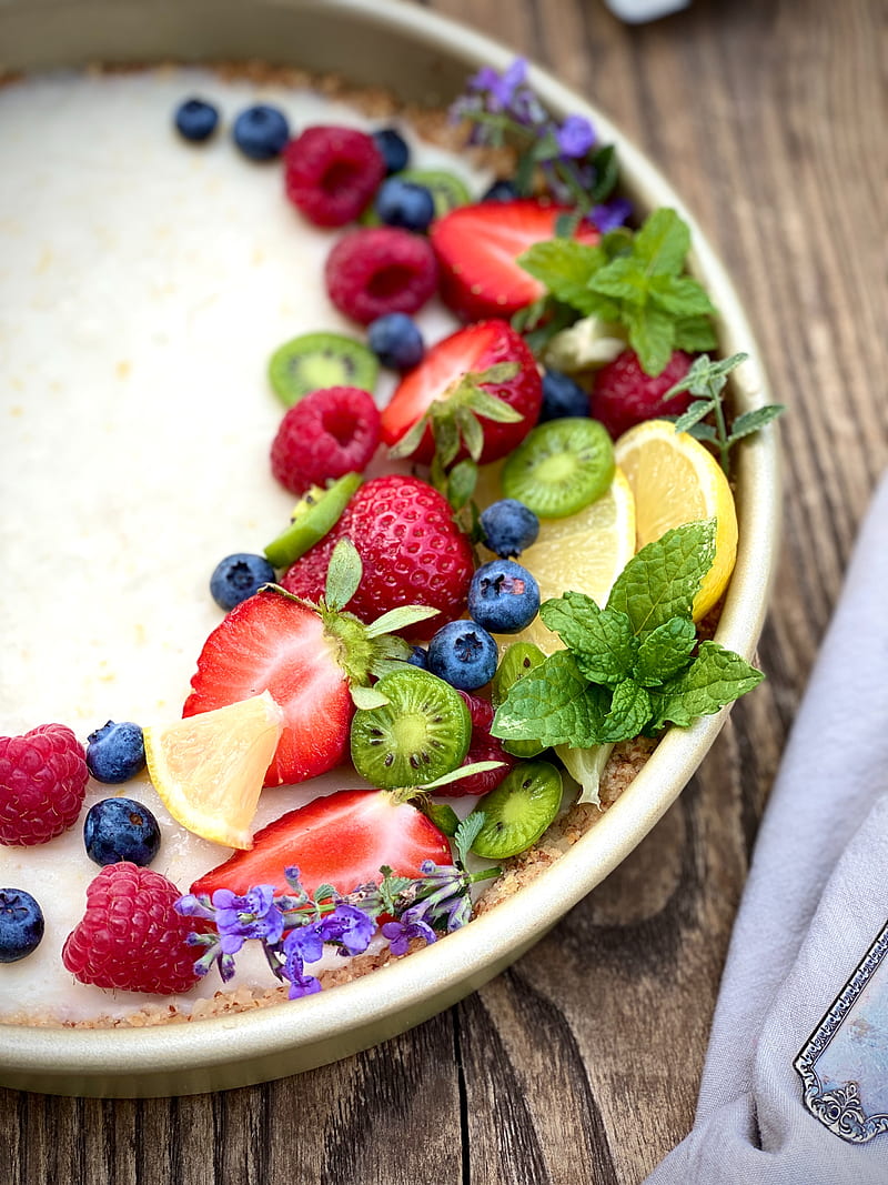fruits, berries, breakfast, strawberries, blueberries, HD phone wallpaper