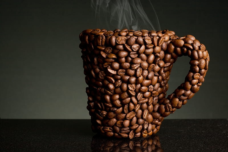 Another Cup Of Coffee, wonderful, cup of coffee, bonito, graphy, nice, hot, art, minimal, beans, black, desenho, mug, steam, creative, abstract, coffee beans, 3d, coffee, cup, tasty, flavor, HD wallpaper