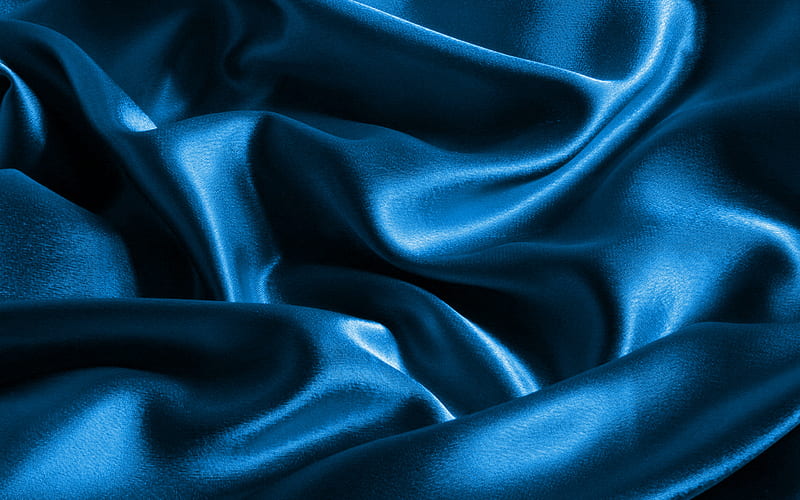 Blue satin background, macro, blue silk texture, wavy fabric texture, silk,  blue satin, HD wallpaper | Peakpx