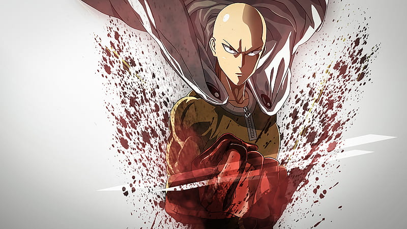 4K, anime boys, Saitama, high angle, One-Punch Man, anime, HD