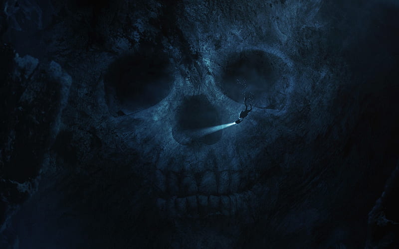 Skull Underwater, HD wallpaper