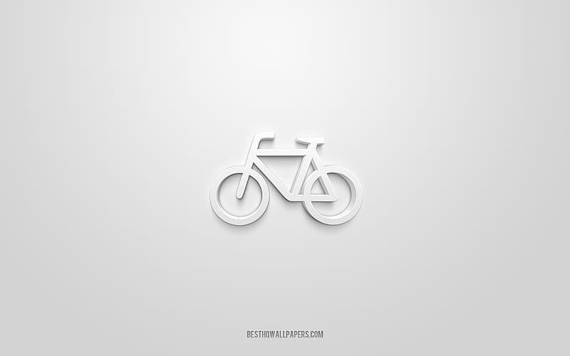 Bicycle 3d icon, white background, 3d symbols, Bicycle, Transport icons, 3d icons, Bicycle sign, Transport 3d icons, HD wallpaper