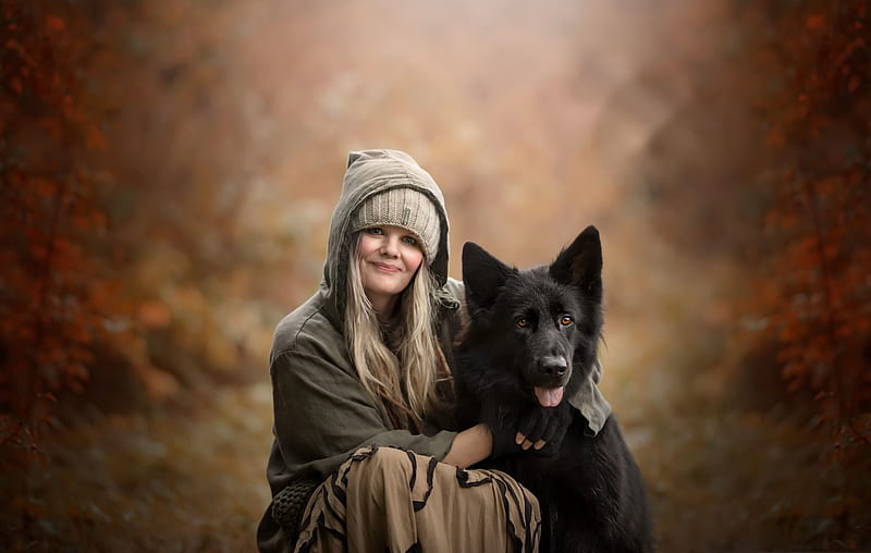Women, Mood, Dog, German Shepherd, Woman, HD wallpaper