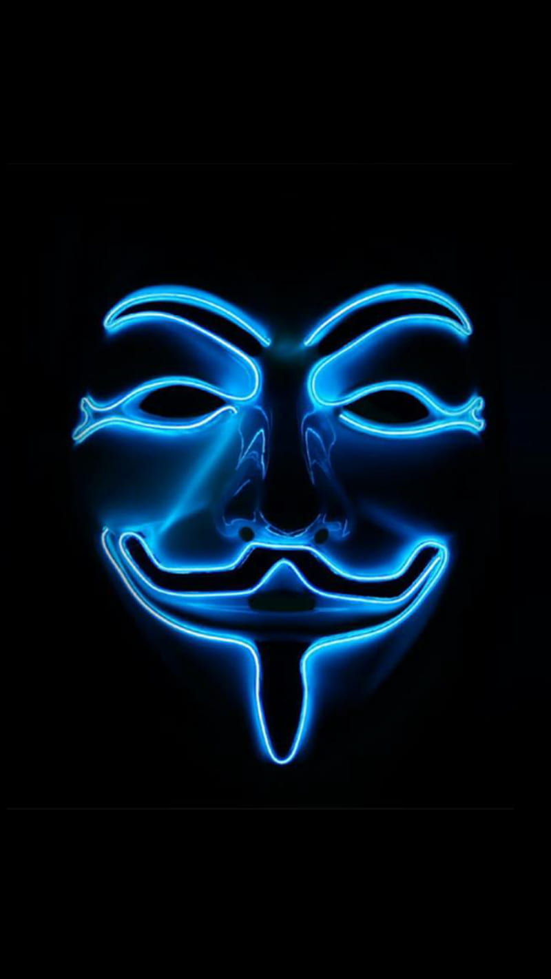 Guy Fawkes mask, neon, cool, HD phone wallpaper