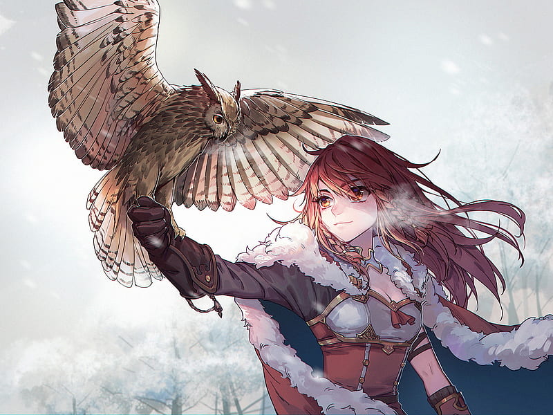 Anime girl and owl: Original character [digital... (14 Mar 2018)｜Random  Anime Arts [rARTs]: Collection of anime pictures