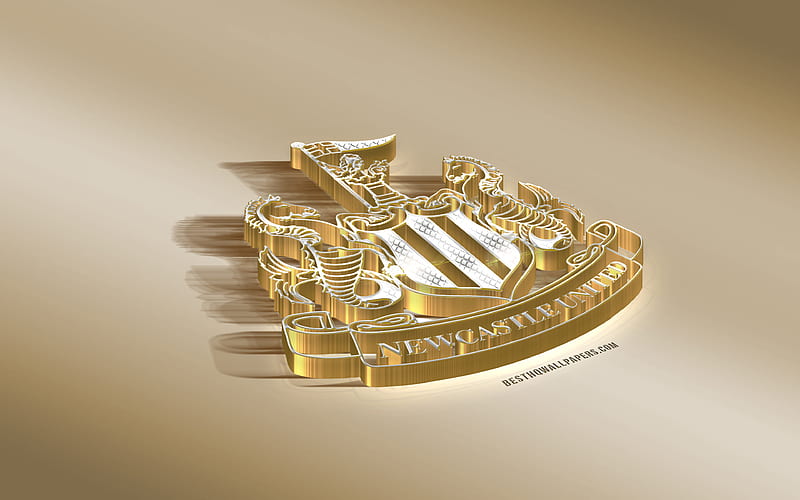 Newcastle United FC, English football club, golden silver logo, Newcastle upon Tyne, England, Premier League, 3d golden emblem, creative 3d art, football, United Kingdom, HD wallpaper
