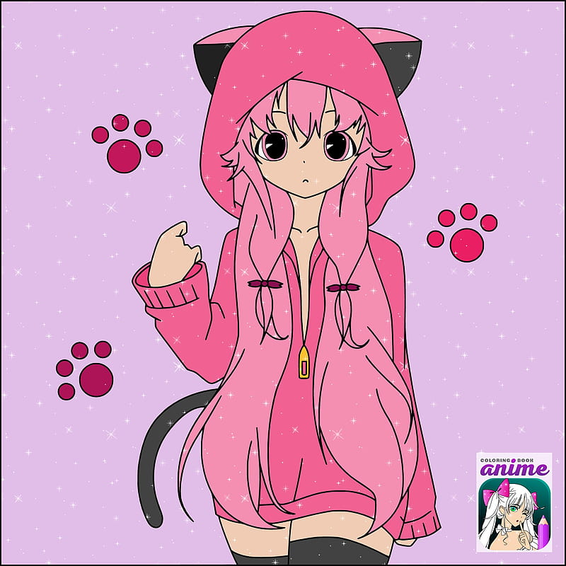 KawaiiChan, cat, pink, HD phone wallpaper