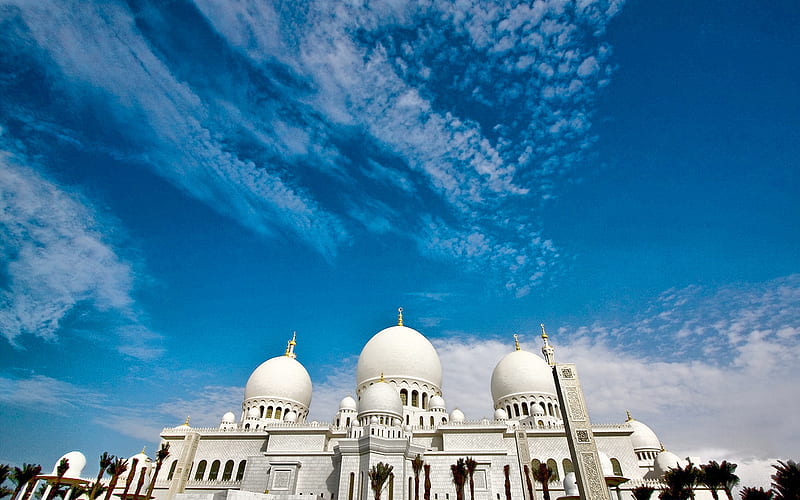 Sheikh Zayed Mosque in Abu Dhabi , sky, white, blue, HD wallpaper