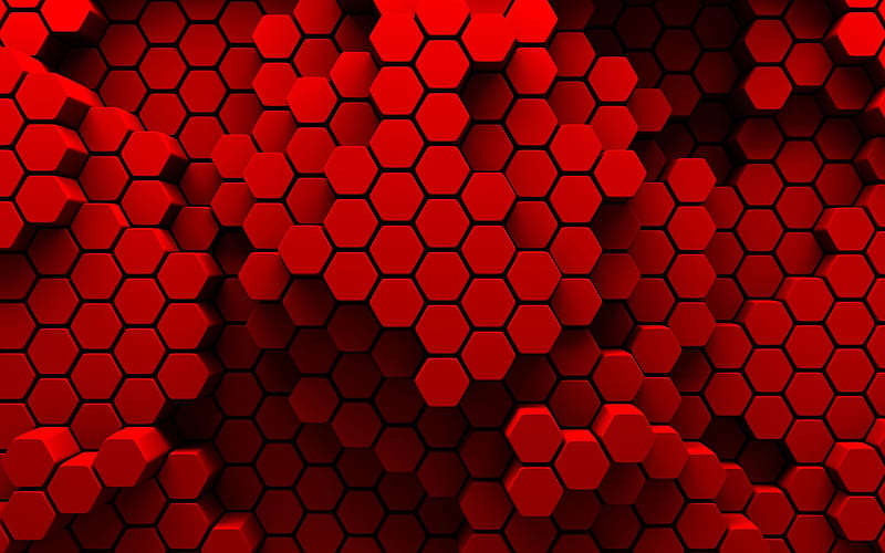 Red hexagons, 3D art, hexagons texture, creative, macro, honeycomb, red  hexagons background, HD wallpaper | Peakpx