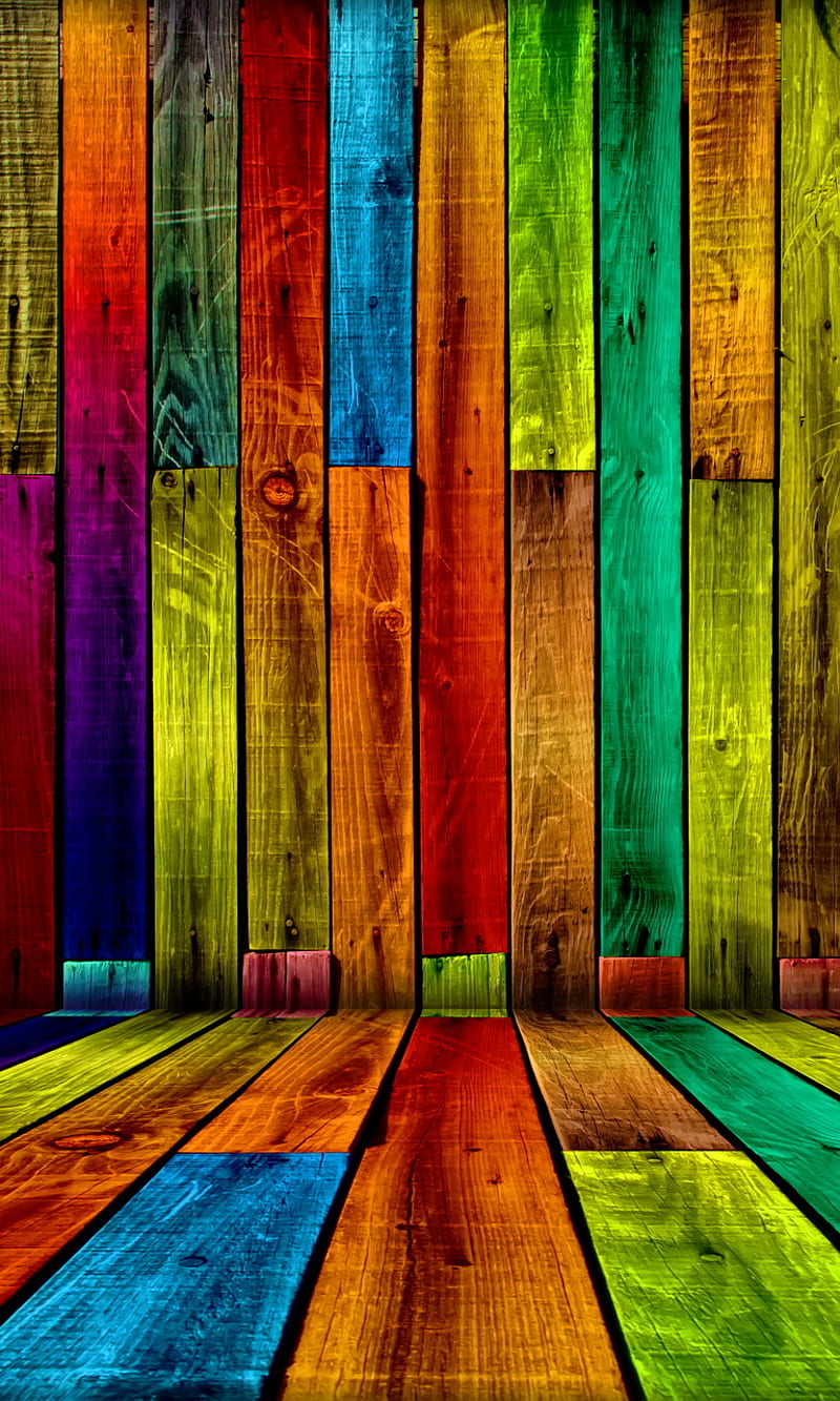 Colored Boards, background, colorful abstract, wood boards, HD phone wallpaper
