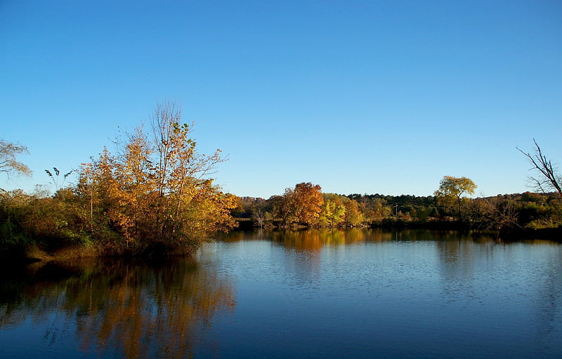 Cumberland River, fall, autumn, water, cumberland, river, sky, HD wallpaper