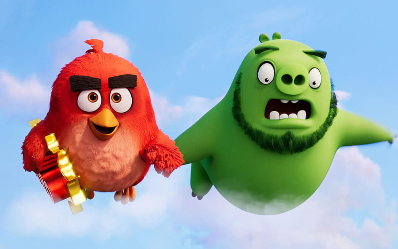 Angry Birds 2, 2019, main characters, promotional materials, poster, Angry Birds, Red, Leonard, HD wallpaper