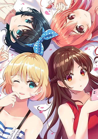 Popular anime kanojo okarishimasu alugar uma combinação de namorada  acrílico suporte modelo placa quatro meninas desktop decoração chaveiro  brinquedos