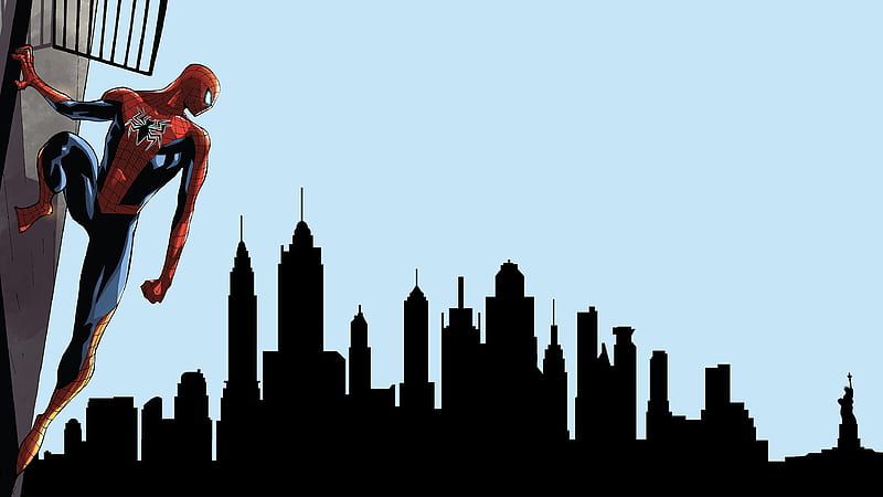 Spiderman Looking At City, spiderman, superheroes, HD wallpaper | Peakpx