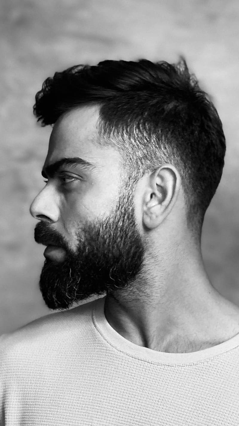 Virat Kohli , Side Beard Look, black and white, cricketer, sports, HD phone wallpaper