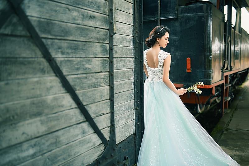 Asian Bride, bride, love, white, dress, HD wallpaper