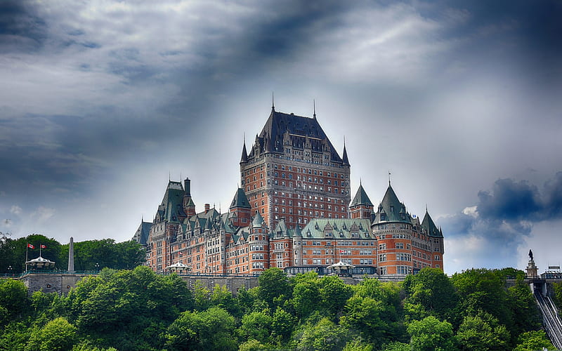 Chateau Frontenac, Grand Hotel, Medieval Castle, Quebec, Canada, HD wallpaper