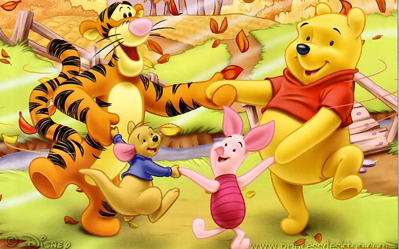 Winnie the Pooch and Friends, Winnie the Pooch, tiger, piglet, kangaroo, dance, HD wallpaper