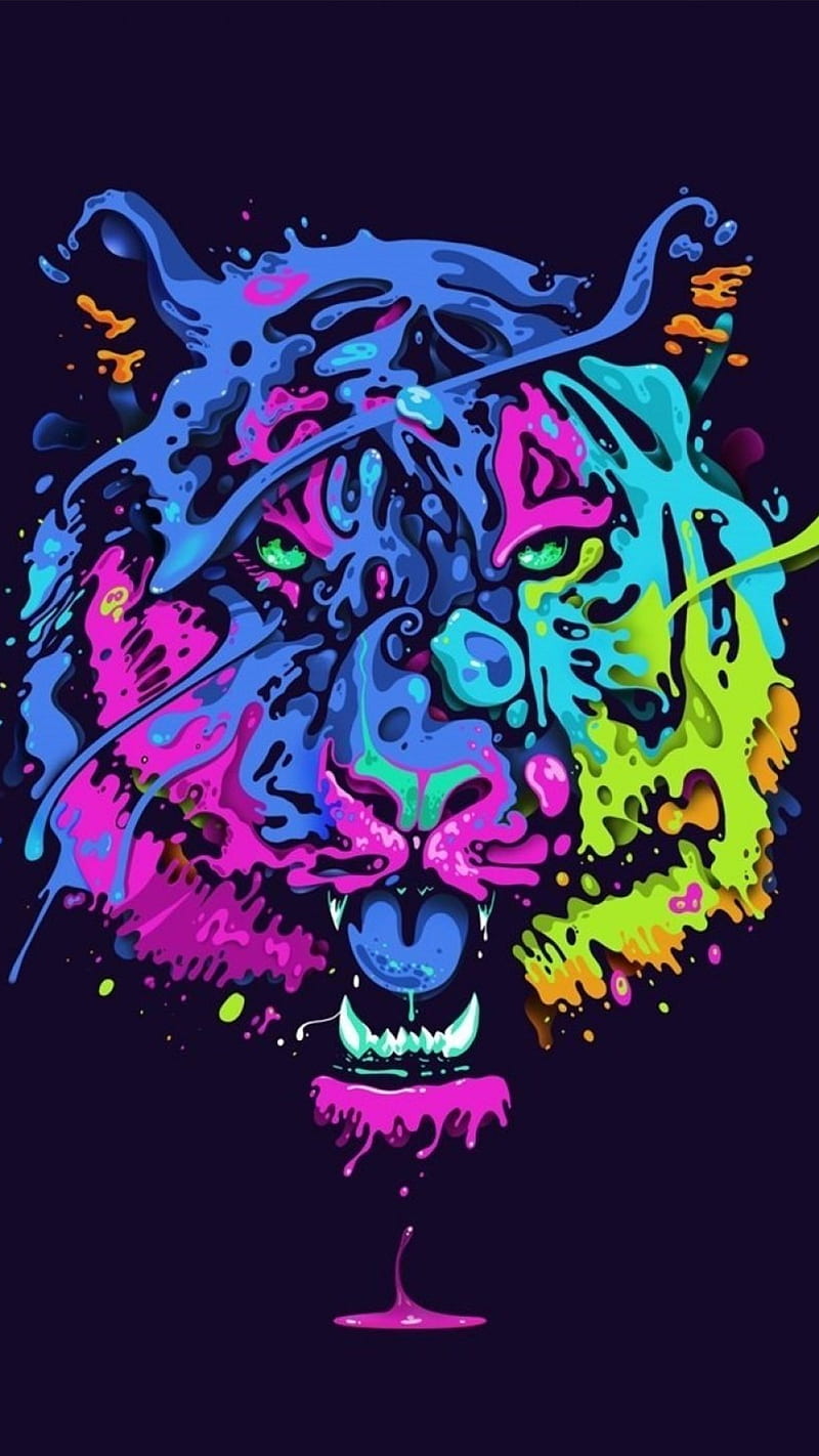 Tigre de colores, color, Fondo de pantalla de teléfono HD | Peakpx