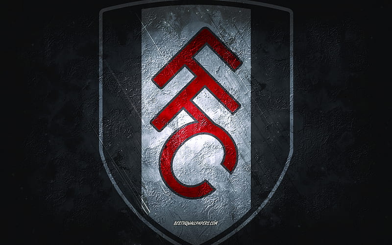 Fulham FC, English football club, gray stone background, Fulham FC logo, grunge art, Premier League, football, England, Fulham FC emblem, HD wallpaper
