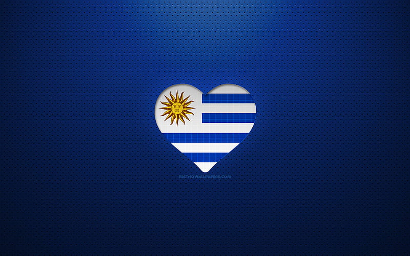 I Love Uruguay South American countries, blue dotted background, Uruguayan flag heart, Uruguay, favorite countries, Love Uruguay, Uruguayan flag, HD wallpaper