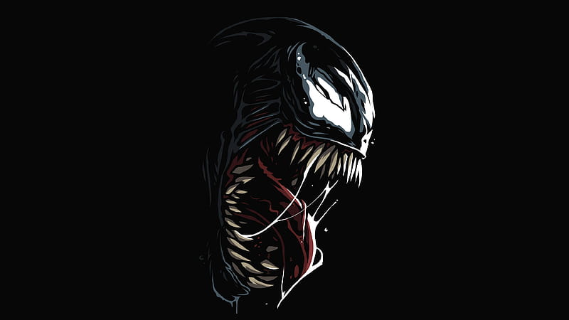 Simple Black Marvel Venom Opening Mouth, Black and White Venom, HD ...