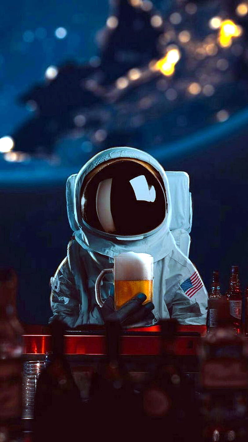 Dope Astronaut, funny, beer, space, HD phone wallpaper