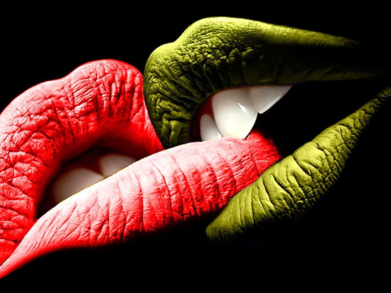 Green and red lips, red, green, lips, kiss, HD wallpaper | Peakpx
