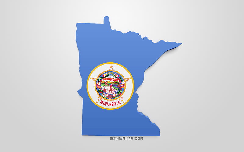 3d flag of Minnesota, map silhouette of Minnesota, US state, 3d art, Minnesota 3d flag, USA, North America, Minnesota, geography, Minnesota 3d silhouette, HD wallpaper