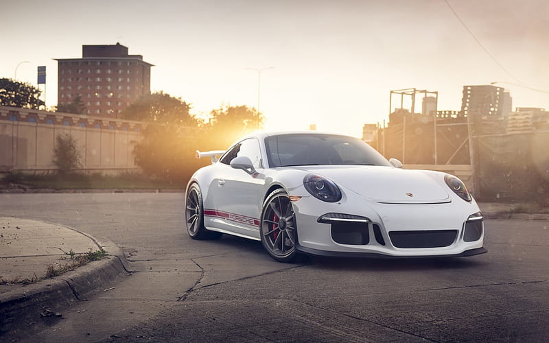 Porsche 991 GT3, 2016, sports cars, white Porsche, tuning Porsche, HD wallpaper