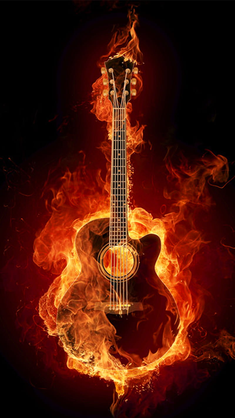 Guitar Fire, HD phone wallpaper