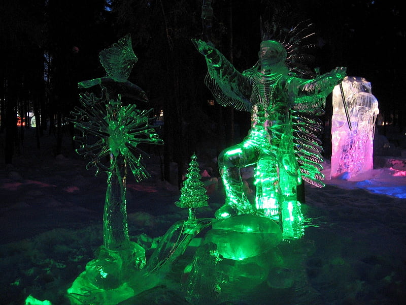 Alaska Ice Sculpture, Alaska, Sculpture, bonito, Ice, Nature, Winter, HD wallpaper