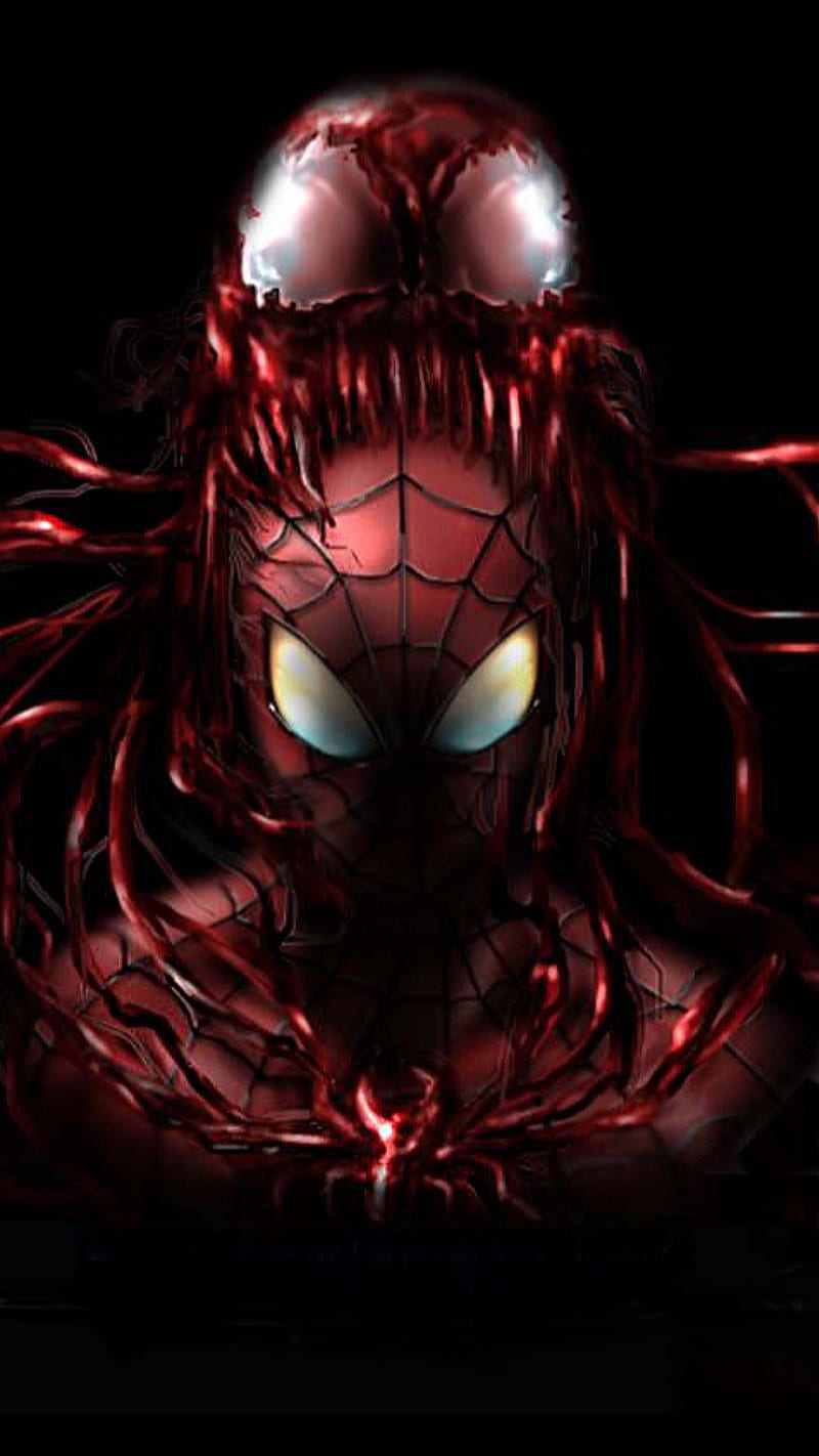 spiderman, scary, face, dark, spider, red, hero, marvel, movie, HD phone wallpaper