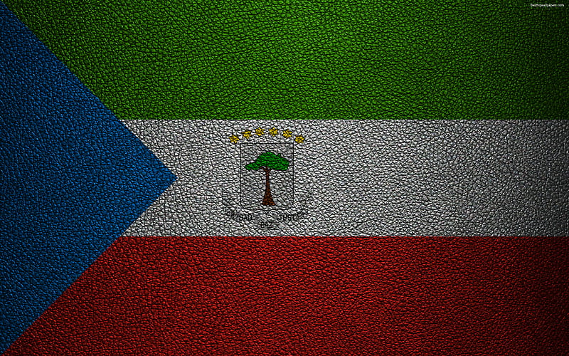 Flag of Equatorial Guinea, Africa leather texture, flags of African countries, Equatorial Guinea, HD wallpaper