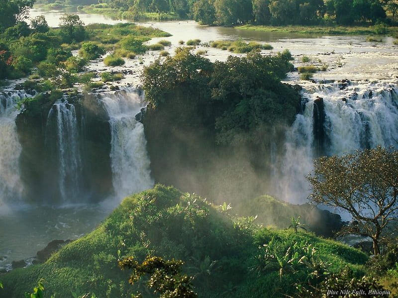 Perfect View, waterfall, river, green, HD wallpaper