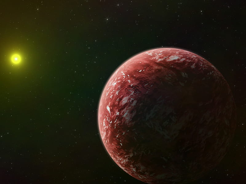 planet, red, surface, space, stars, HD wallpaper