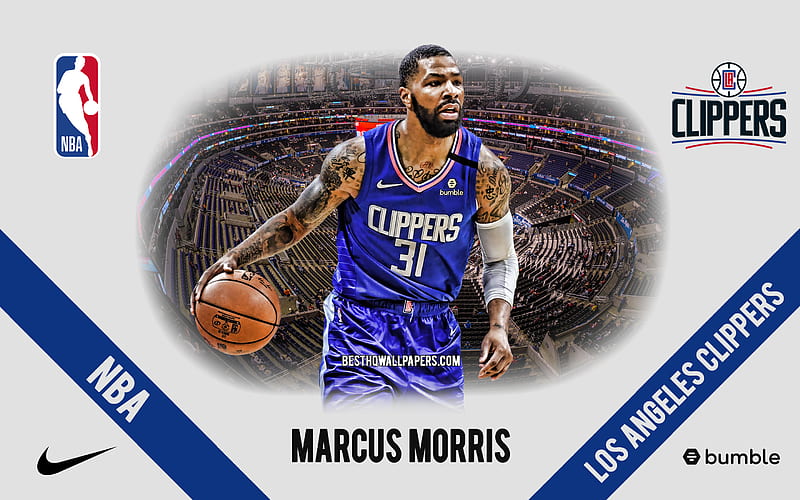 Marcus Morris, Los Angeles Clippers, American Basketball Player, NBA, portrait, USA, basketball, Staples Center, Los Angeles Clippers logo, HD wallpaper