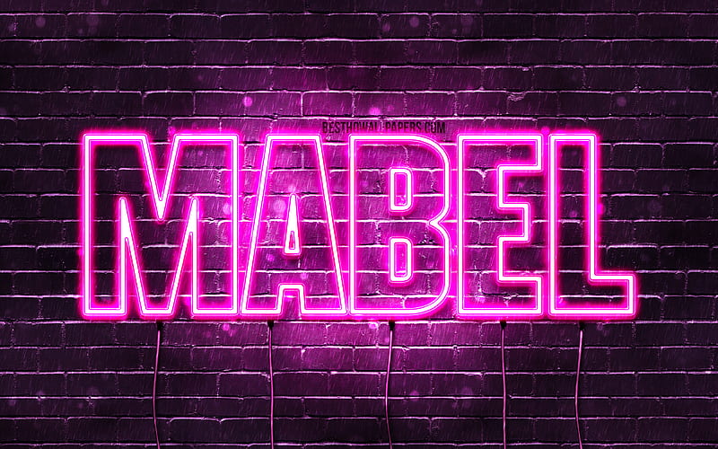 Mabel with names, female names, Mabel name, purple neon lights, horizontal text, with Mabel name, HD wallpaper