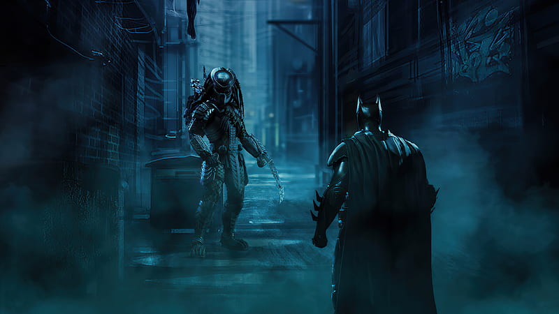 Batman Vs Predator Artwork, batman, predator, superheroes, artwork, HD wallpaper