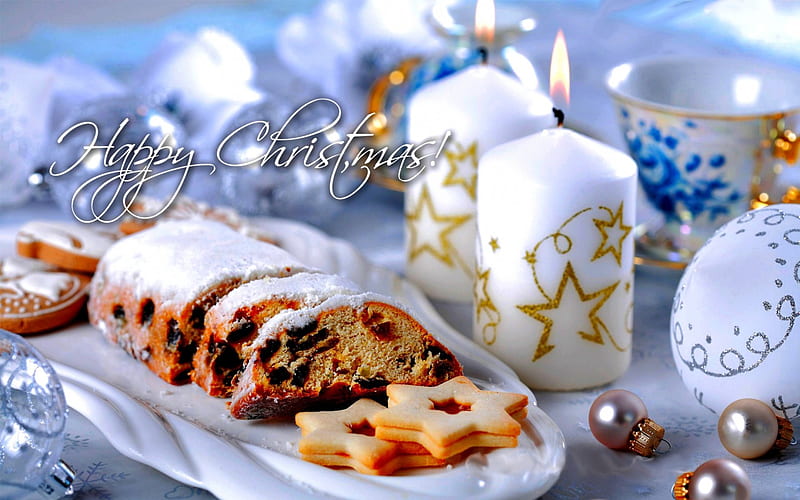 MERRY CHRISTMAS, cake, candle, christmas, decoration, HD wallpaper | Peakpx