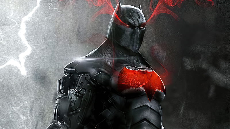 Batman Suit Red Logo, batman, superheroes, artwork, HD wallpaper