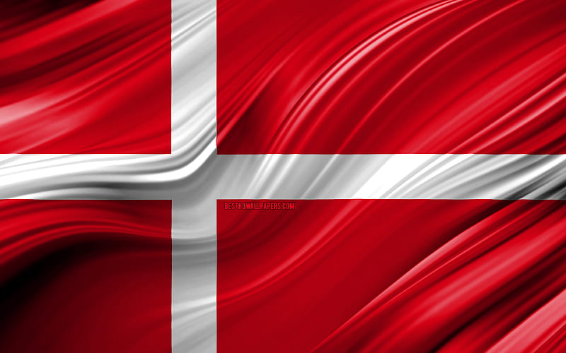 Danish flag, European countries, 3D waves, Flag of Denmark, national symbols, Denmark 3D flag, art, Europe, Denmark, HD wallpaper