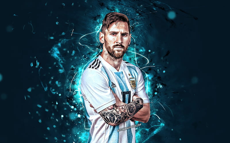 Lionel Messi, close-up, Argentina national football team, football stars, Leo Messi, soccer, Messi, abstract art, Argentine National Team, footballers, HD wallpaper