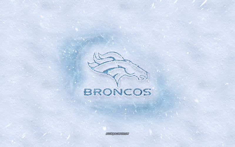 Denver Broncos logo, American football club, winter concepts, NFL, Denver Broncos ice logo, snow texture, Denver, Colorado, USA, snow background, Denver Broncos, American football, HD wallpaper