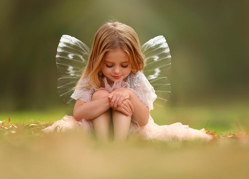 Little Angel , wings, angel, sweet, cute, graphy, butterfly, girl, child, fairy, HD wallpaper