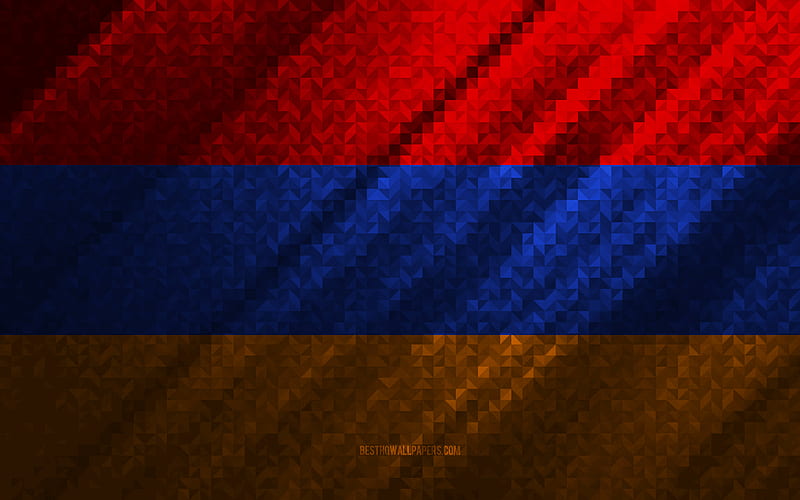 Flag of Armenia, multicolored abstraction, Armenia mosaic flag, Europe, Armenia, mosaic art, Armenia flag, HD wallpaper