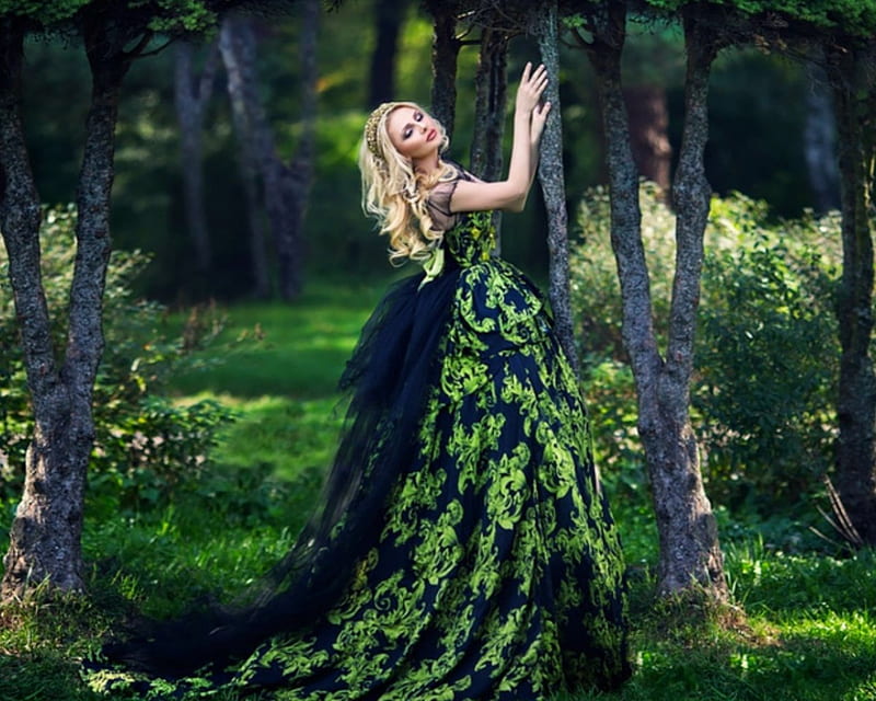 Fashion Model, dress, woman, green, fashion, HD wallpaper | Peakpx